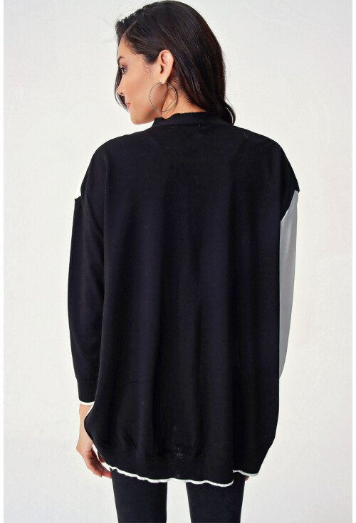 10300 Blok Renkli Oversize Triko Hırka