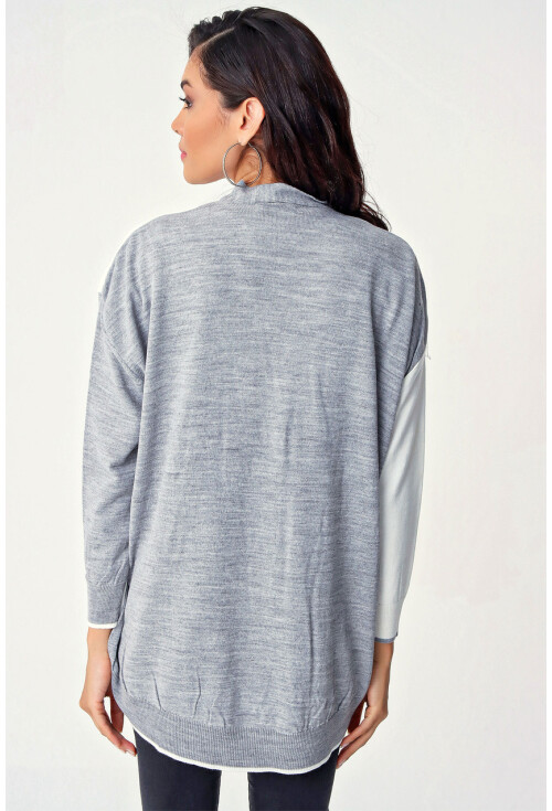 10300 Blok Renkli Oversize Triko Hırka