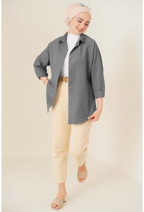 103901 Oversize Basic Tesettür Gömlek