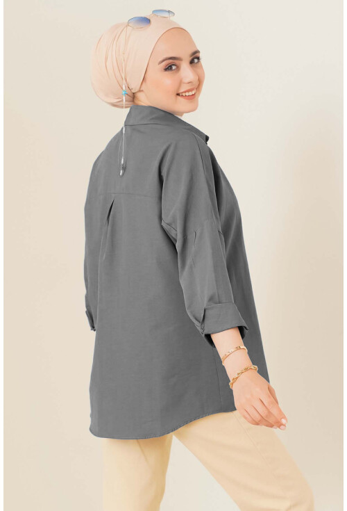 103901 Oversize Basic Tesettür Gömlek