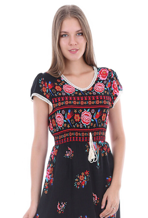 1518 BEL İP BÜZGÜLÜ DESENLİ ELBİSE