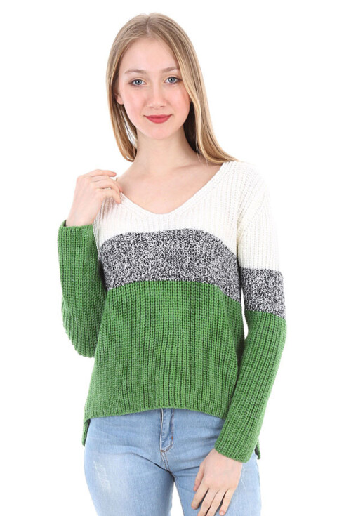 15267 ÜÇ RENKLİ TRİKO KAZAK
