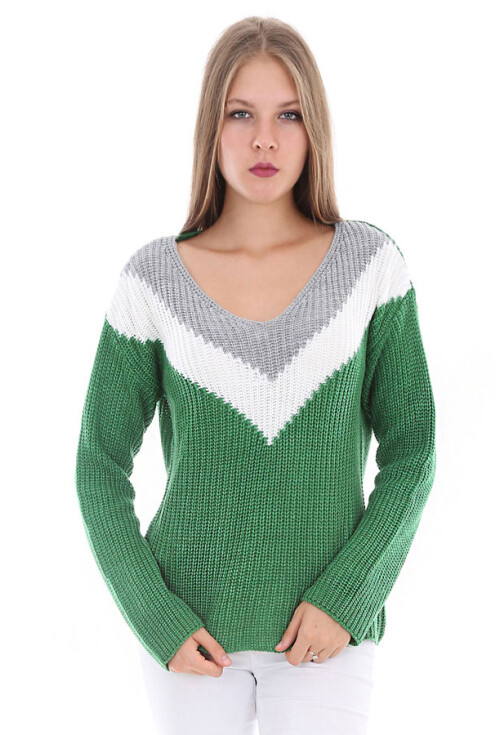 15283 V YAKA DESENLİ TRİKO KAZAK