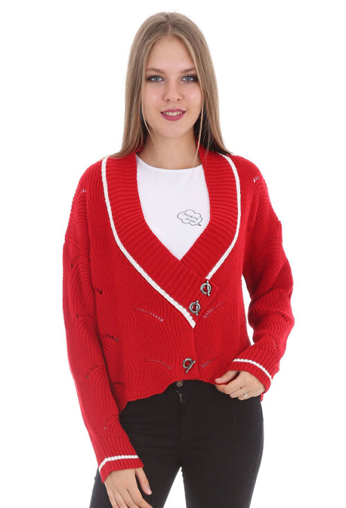 15326 KUŞ GÖZÜ DÜĞMELİ TRİKO HIRKA