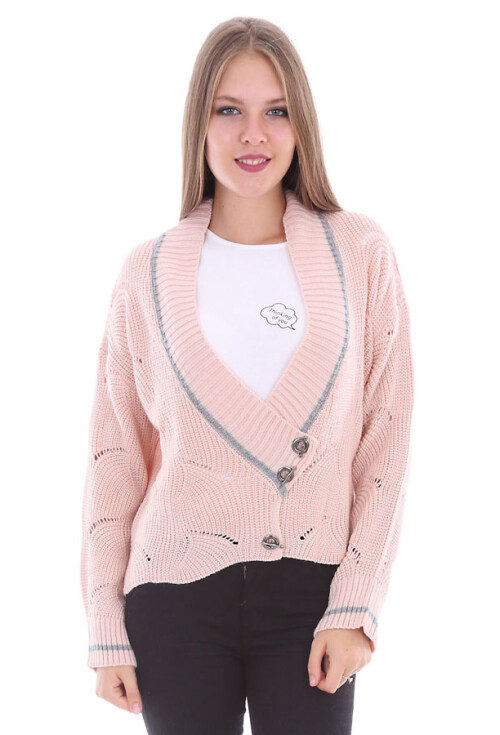 15326 KUŞ GÖZÜ DÜĞMELİ TRİKO HIRKA