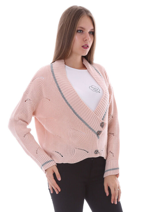 15326 KUŞ GÖZÜ DÜĞMELİ TRİKO HIRKA