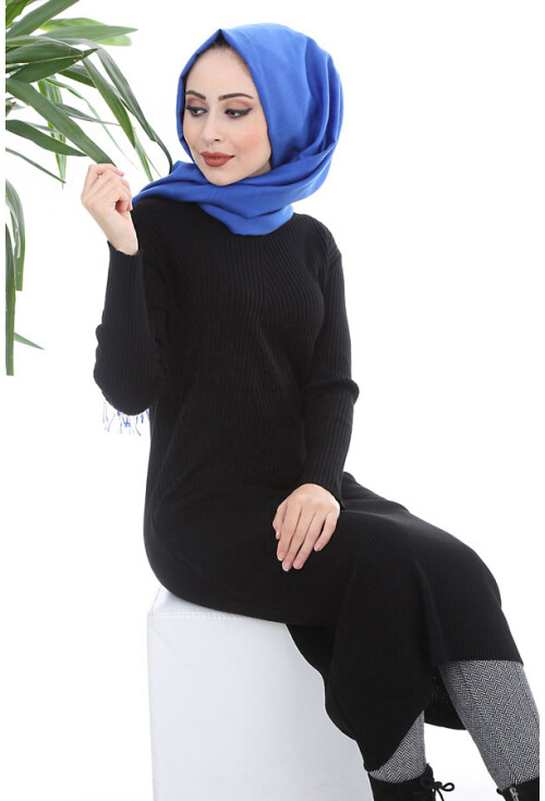 15432 ÜSTÜ FİTİLLİ TRİKO TESETTÜR TUNİK