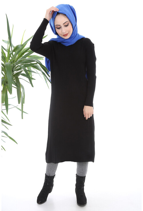 15432 ÜSTÜ FİTİLLİ TRİKO TESETTÜR TUNİK
