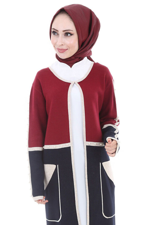 15461 İNCİ TAŞLI TRİKO TESETTÜR HIRKA
