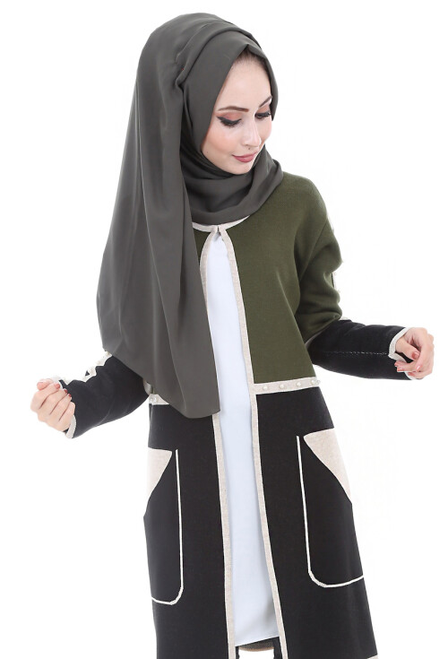 15461 İNCİ TAŞLI TRİKO TESETTÜR HIRKA
