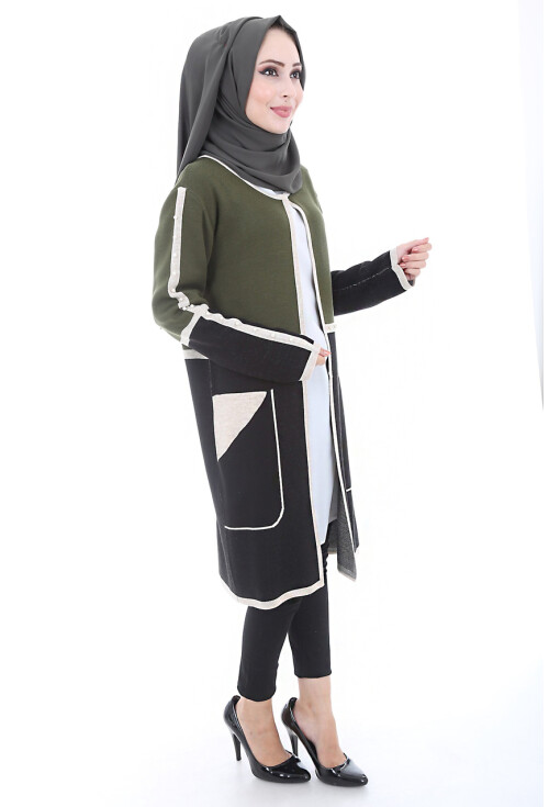 15461 İNCİ TAŞLI TRİKO TESETTÜR HIRKA