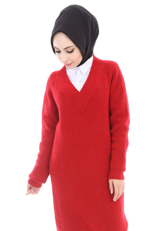 15467 V YAKA TRİKO TESETTÜR TUNİK