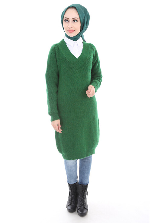 15467 V YAKA TRİKO TESETTÜR TUNİK