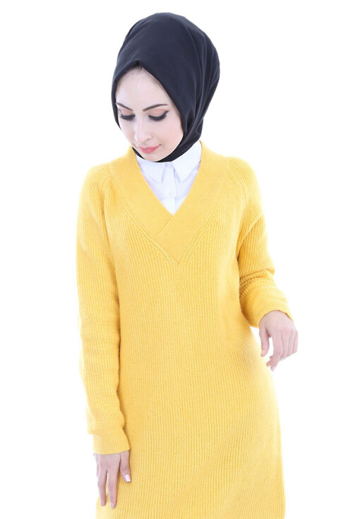 15467 V YAKA TRİKO TESETTÜR TUNİK