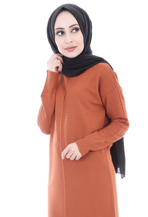 15518 FİTİLLİ TRİKO TESETTÜR ELBİSE