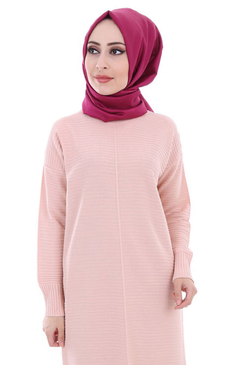 15518 FİTİLLİ TRİKO TESETTÜR ELBİSE