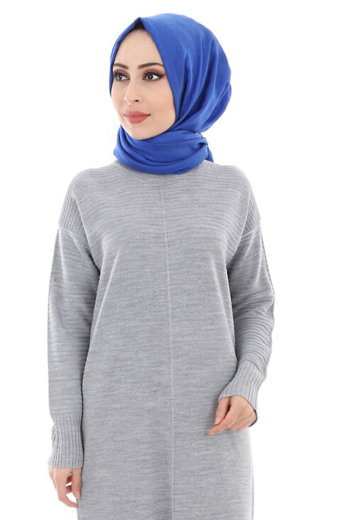 15518 FİTİLLİ TRİKO TESETTÜR ELBİSE