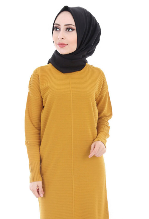 15518 FİTİLLİ TRİKO TESETTÜR ELBİSE