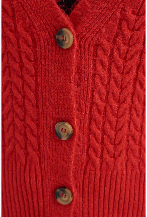 15885 Örgülü Oversize Triko Hırka