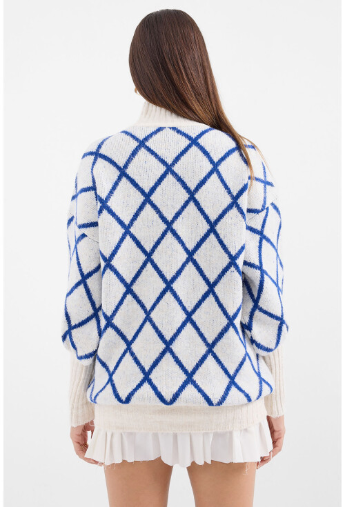 15889 Balıkçı Yaka Oversize Triko Kazak