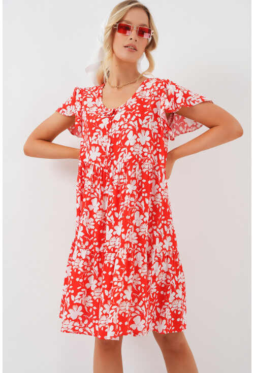 2352 V Yaka Kısa Elbise