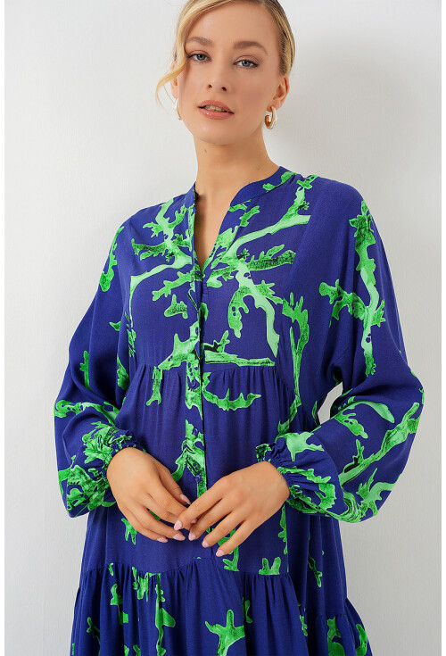 2423 Otantik Desenli Tesettür Elbise