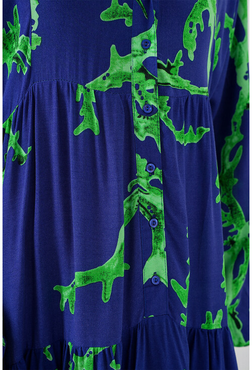 2423 Otantik Desenli Tesettür Elbise