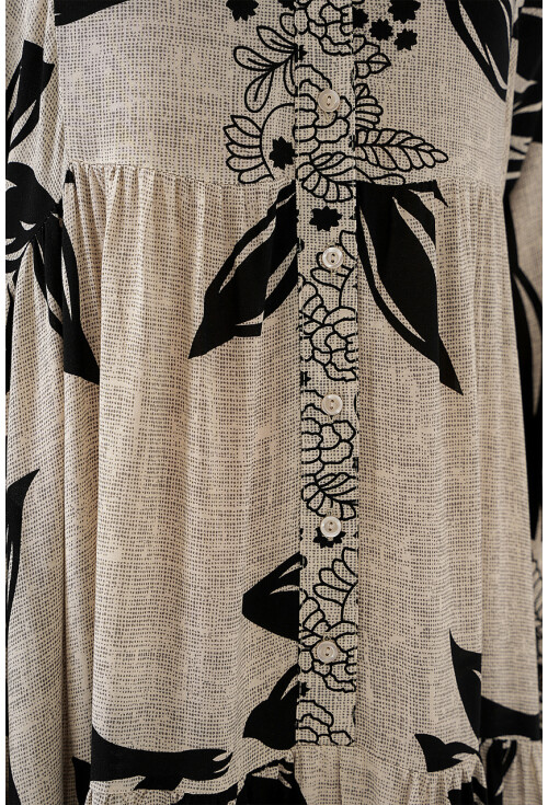 2423 Otantik Desenli Tesettür Elbise