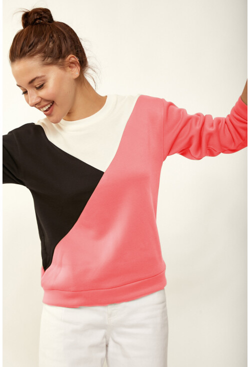 2884 ÜÇ RENK BLOKLU SWEATSHIRT