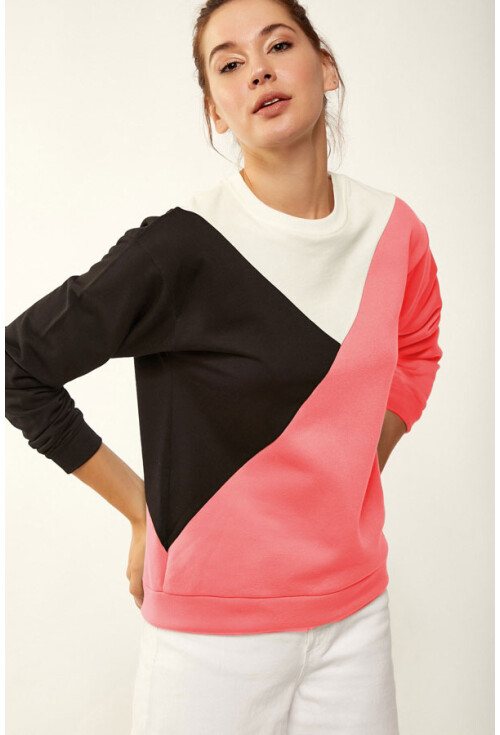 2884 ÜÇ RENK BLOKLU SWEATSHIRT