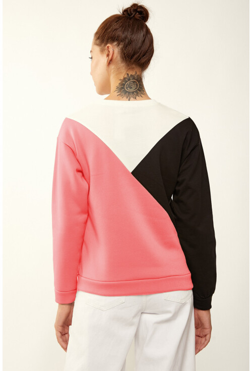 2884 ÜÇ RENK BLOKLU SWEATSHIRT