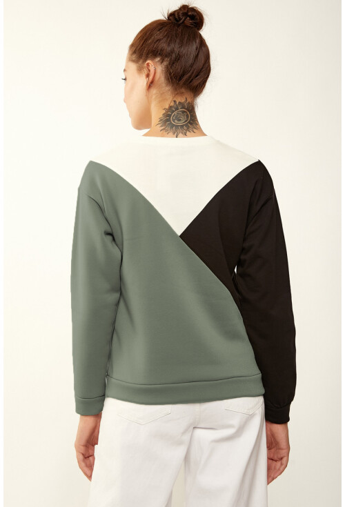 2884 ÜÇ RENK BLOKLU SWEATSHIRT