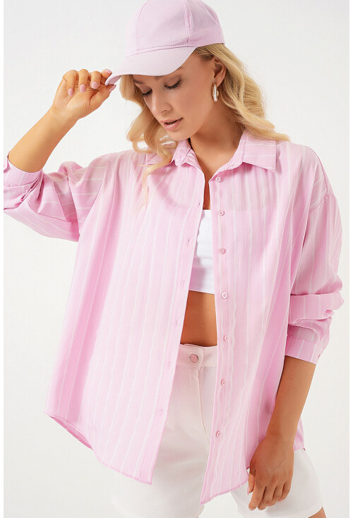 3900 Oversize Uzun Basic Gömlek