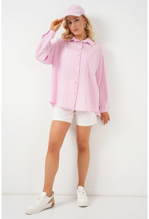 3900 Oversize Uzun Basic Gömlek