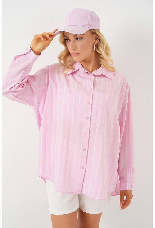 3900 Oversize Uzun Basic Gömlek