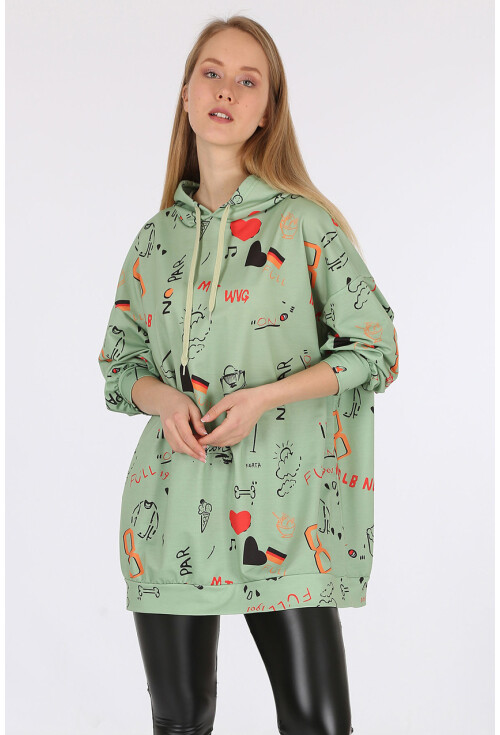 4289 Kapüşonlu Oversize Sweatshirt