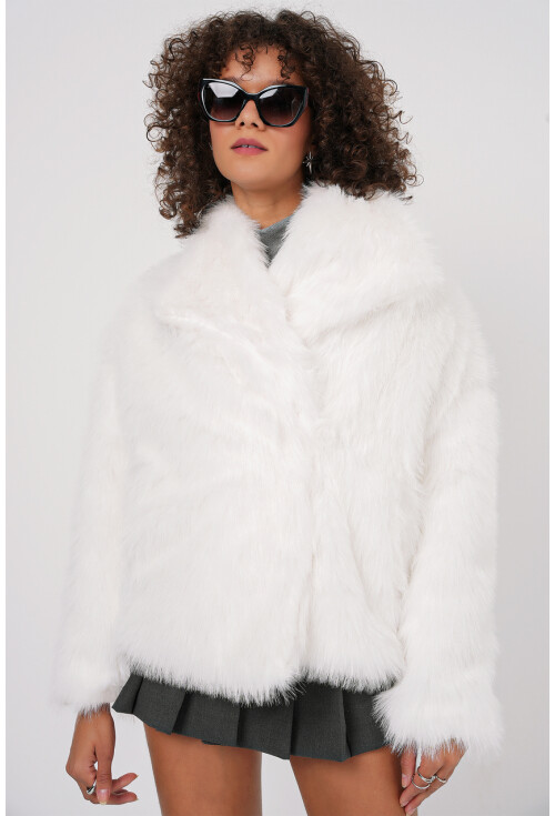 5192 Kruvaze Peluş Kürk Kaban