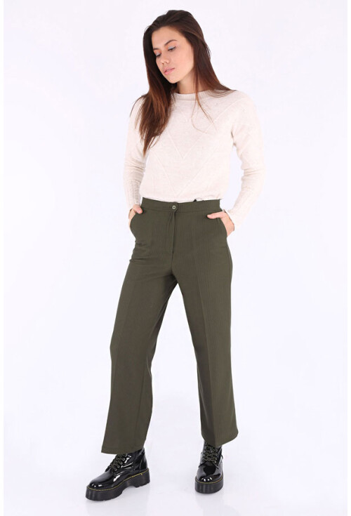 6463 Fitilli Geniş Paça Pantolon