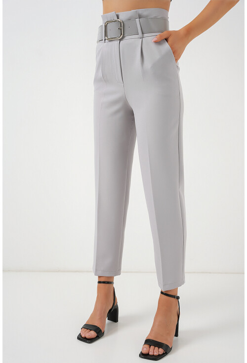 6556 Kemerli Kumaş Pantolon