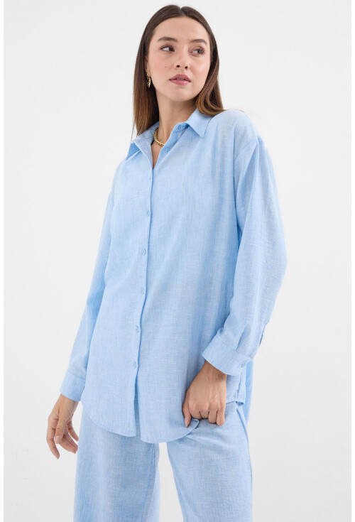 6671 Oversize Keten İkili Takım