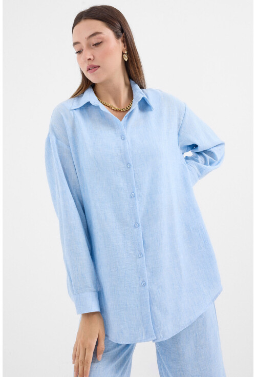 6671 Oversize Keten İkili Takım