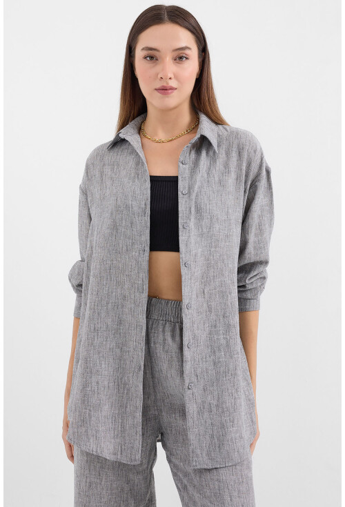 6671 Oversize Keten İkili Takım