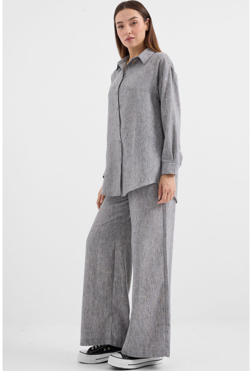 6671 Oversize Keten İkili Takım