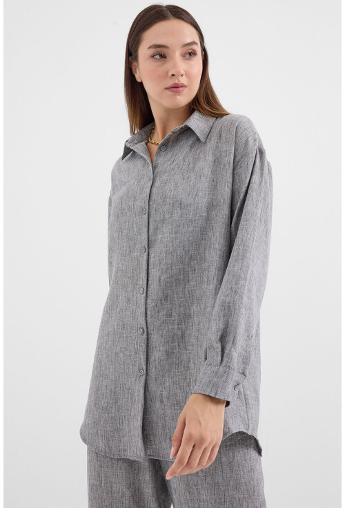6671 Oversize Keten İkili Takım