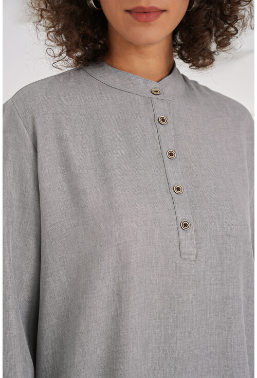 6678 Keten Tunik Pantolon İkili Takım