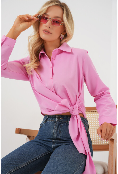 Kadın Bağlamalı Uzun Kol Gömlek 20325