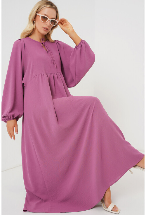 Kadın Balon Kol Uzun Tesettür Elbise 2464