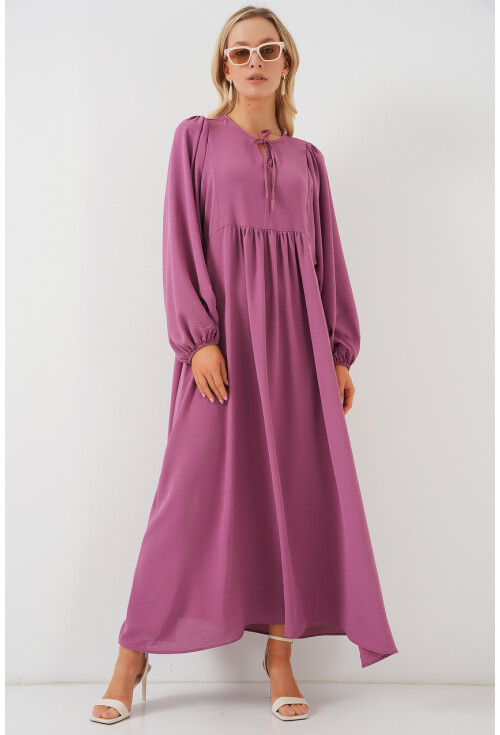 Kadın Balon Kol Uzun Tesettür Elbise 2464