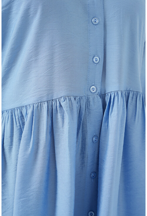 Kadın Düğmeli Kısa Kol Elbise 2559