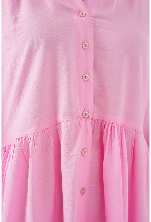 Kadın Düğmeli Kısa Kol Elbise 2559